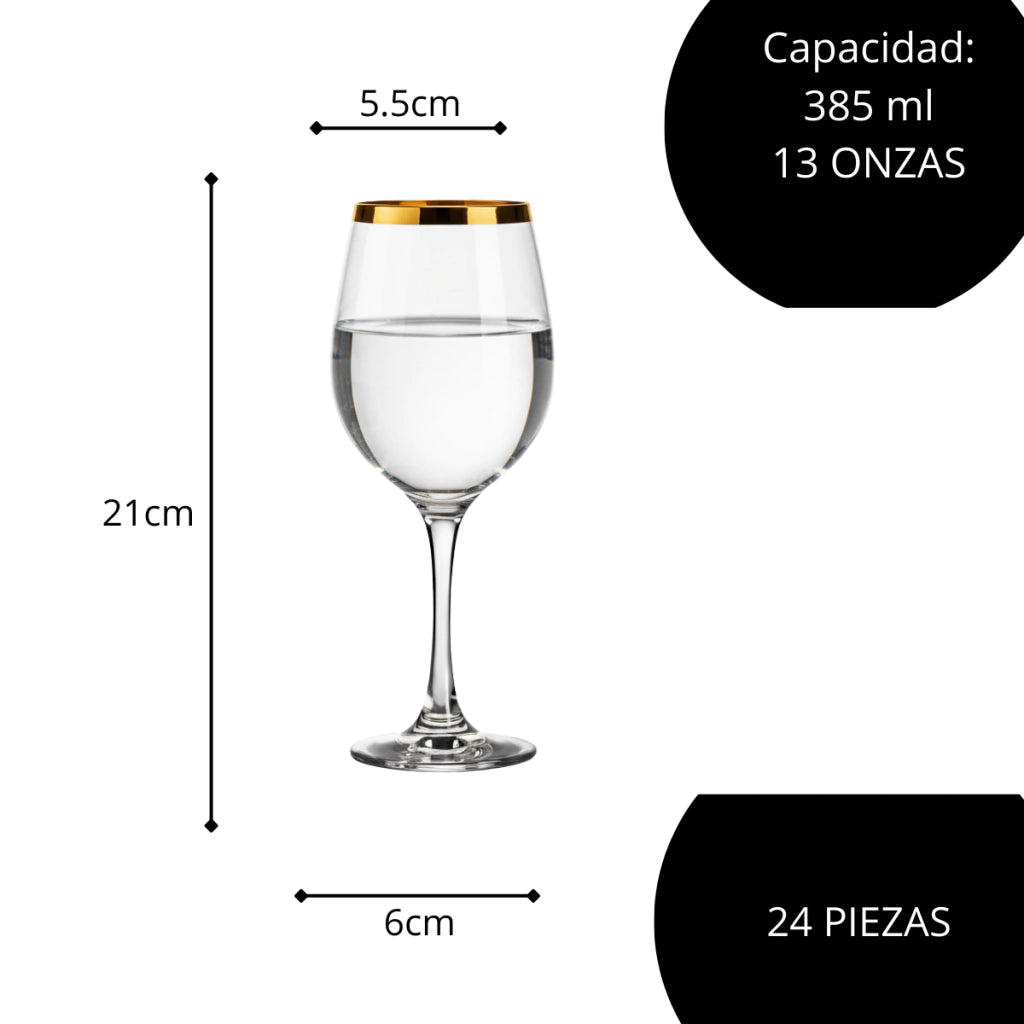 Copa Oro Vino tinto, Agua 390 ml | 13 Oz. Sienna Regalos