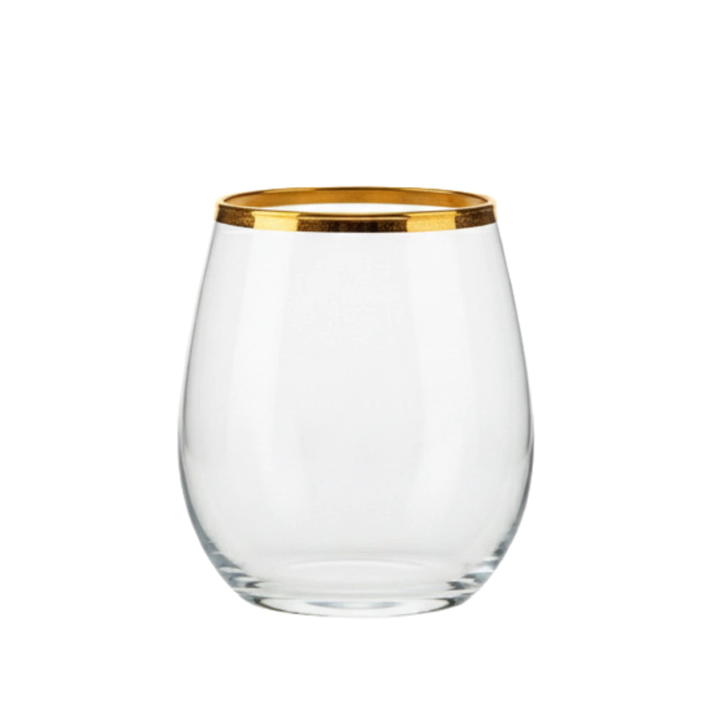 Vaso Fino Oro 350 ml - Agua, Vino y Cócteles Restaurante, Casa, Bodas, Catering, Stem less.