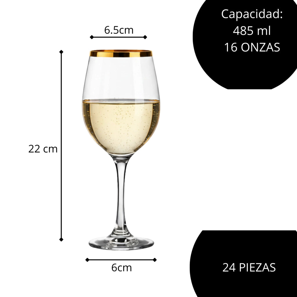 Copa Oro Vino tinto, Agua 490 ml | 16 Oz. Sienna Regalos