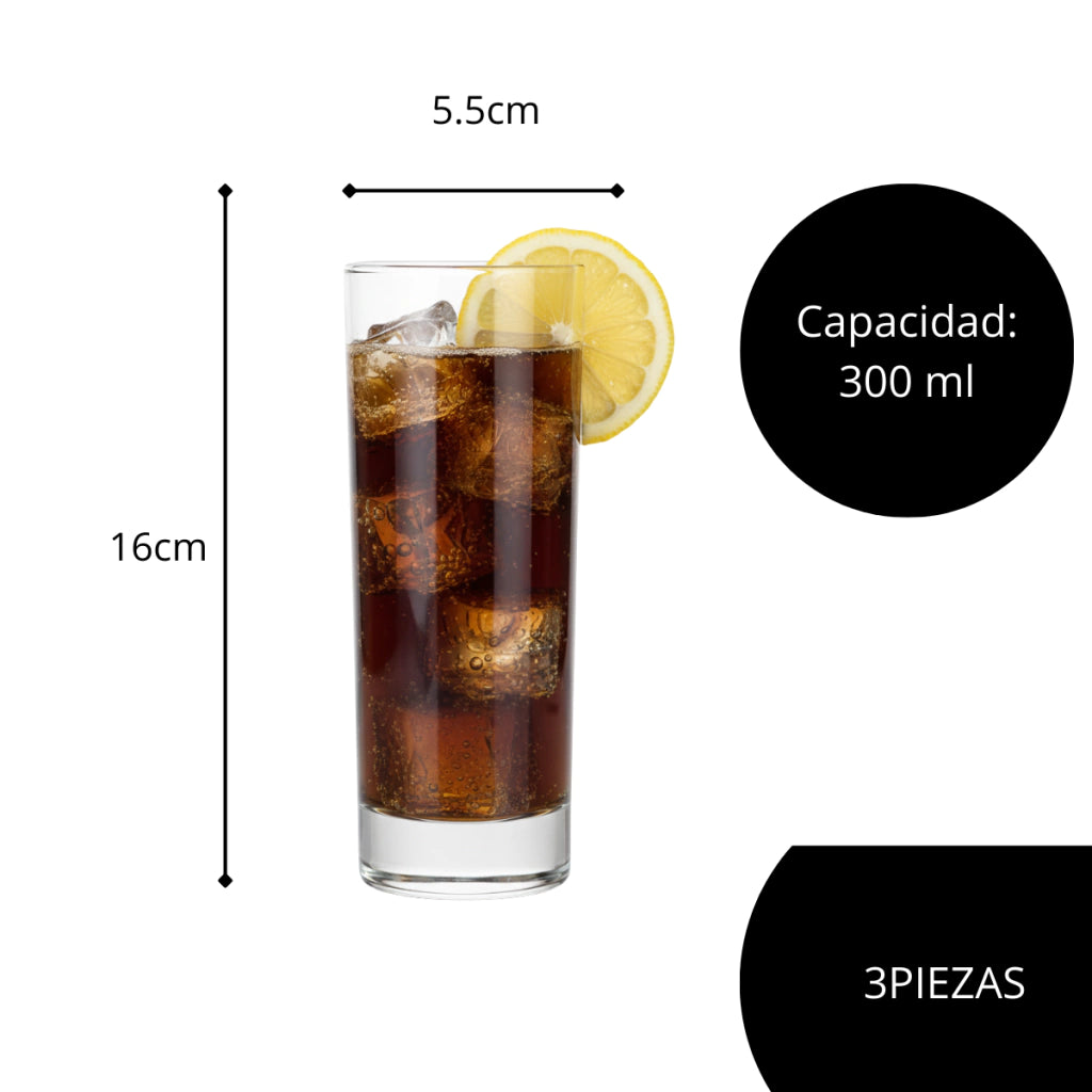 VASO HIGH BALL Alto Fondo Grueso cubero agua refresco, restaurante casa 300 ml. Tube Tumbler