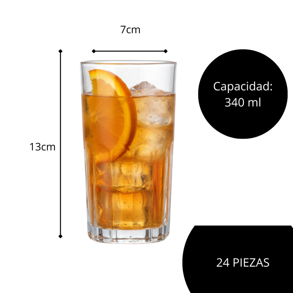 Vasos Kristalino 340 ml - Agua y Refresco, Cubero Fiesta, casa Restaurante. EXECUTIVE