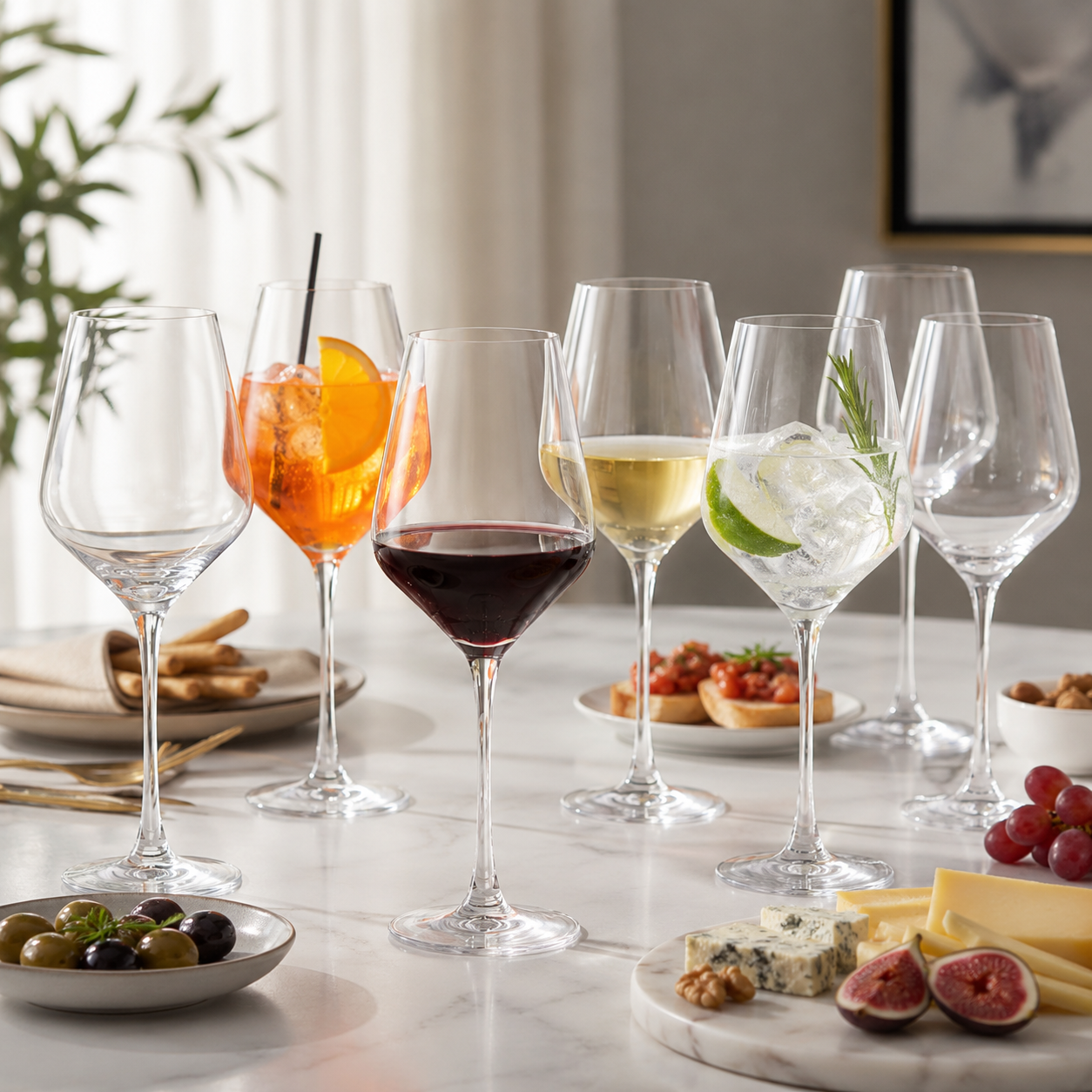 Copa Alta Multiusos 420 ml para Vino Tinto, Vino Blanco, Spritz, Gin Tonic y Cocteles 6 pzs