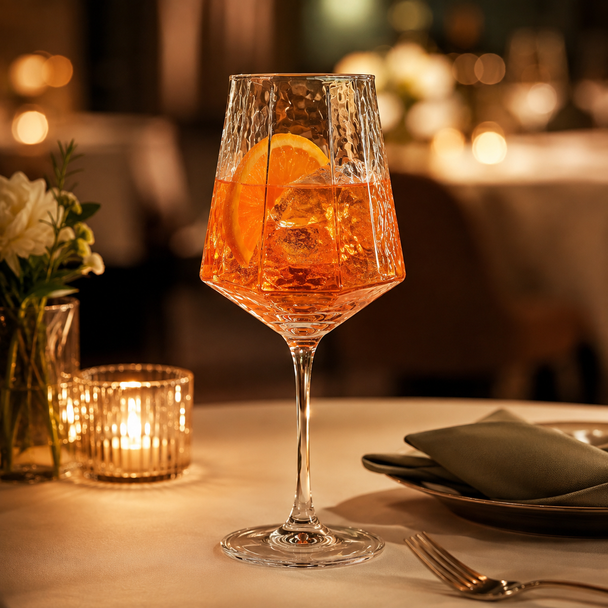 Copa Diamond con Diseño de Rayas 430 ml para Aperol Spritz, Gin Tonic y Cocteles 6 pzs