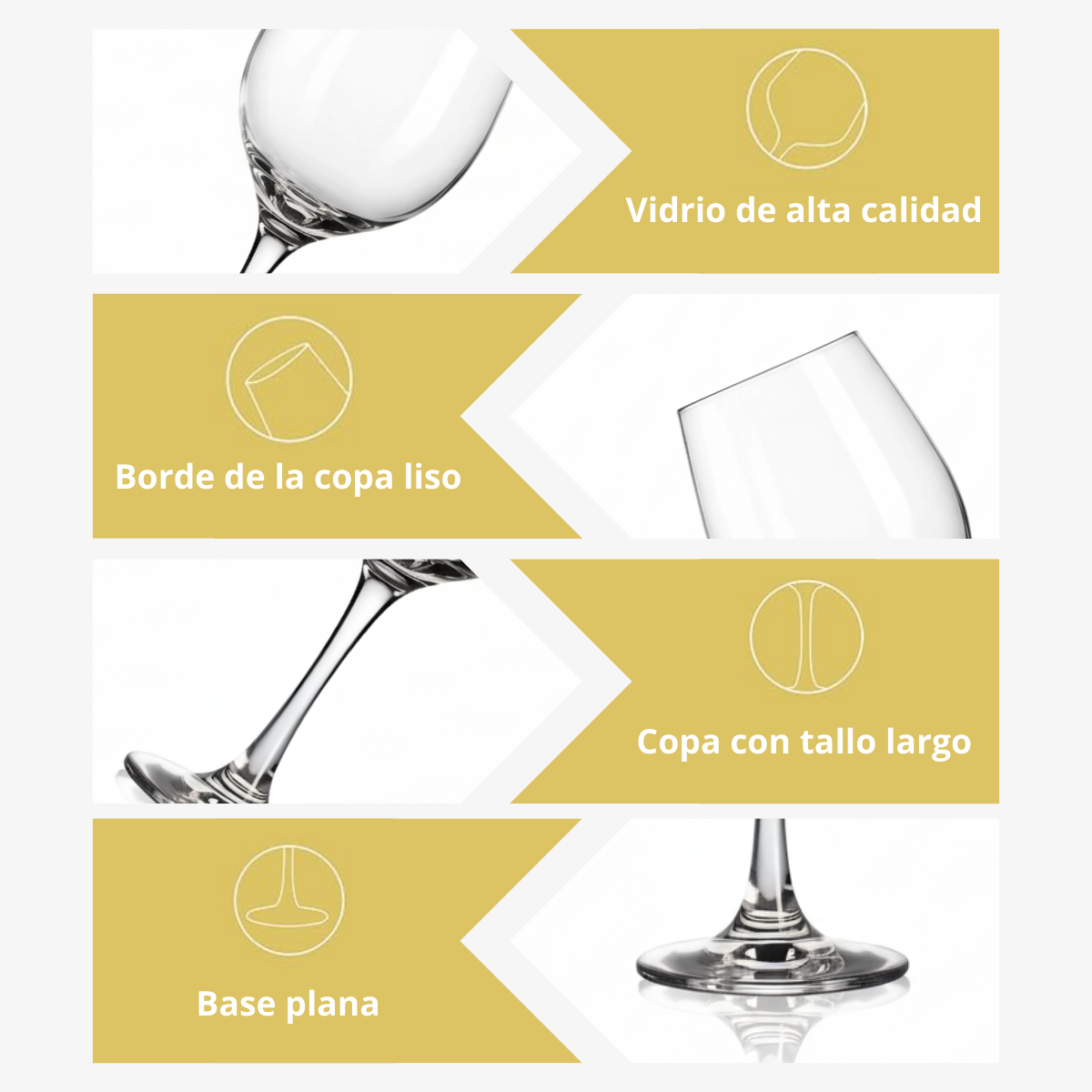 Copa Sienna 465 ml para Vino Tinto, Vino Blanco, Agua y Degustación, ideal para Restaurantes y Eventos 6 pzs
