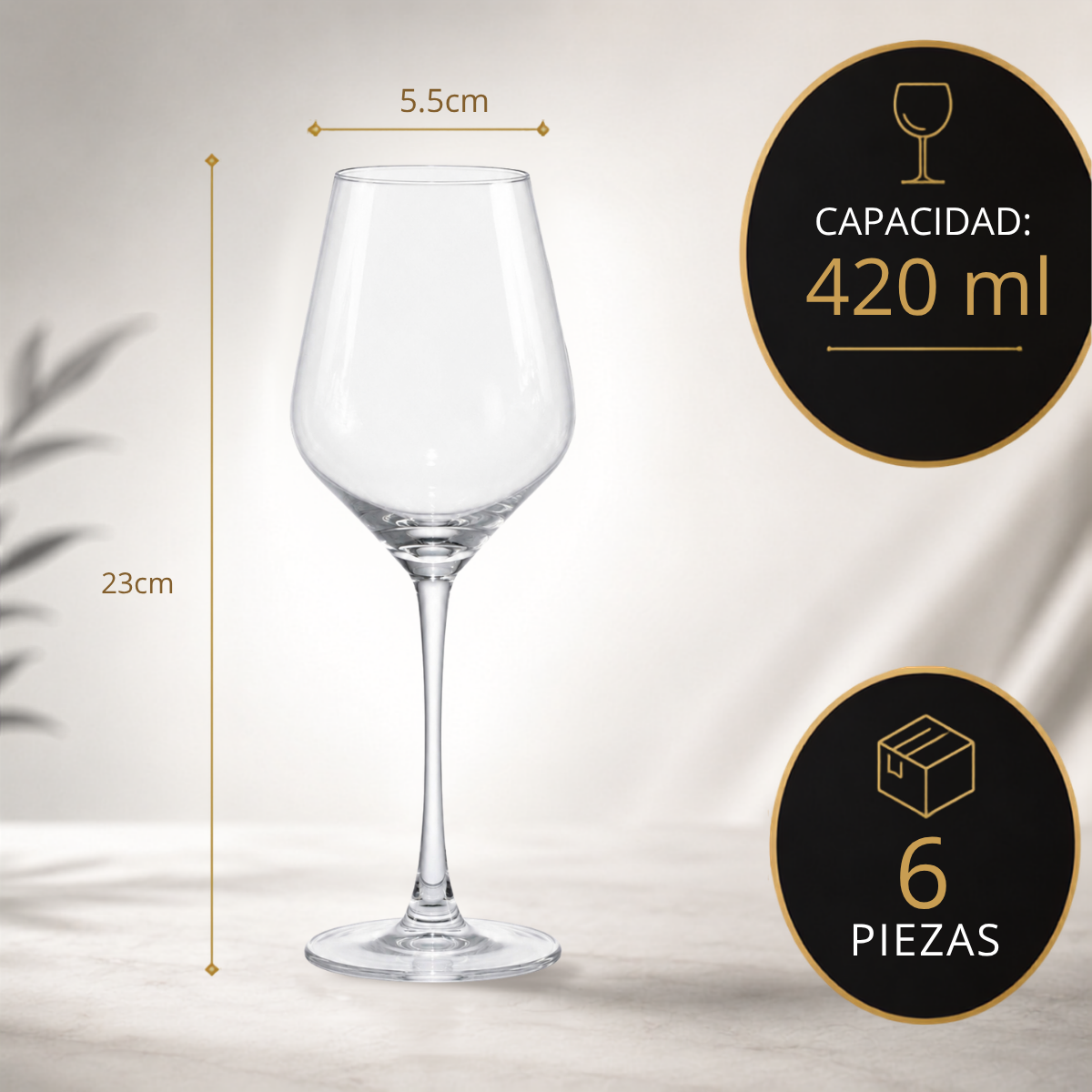Copa Alta Multiusos 420 ml para Vino Tinto, Vino Blanco, Spritz, Gin Tonic y Cocteles 6 pzs