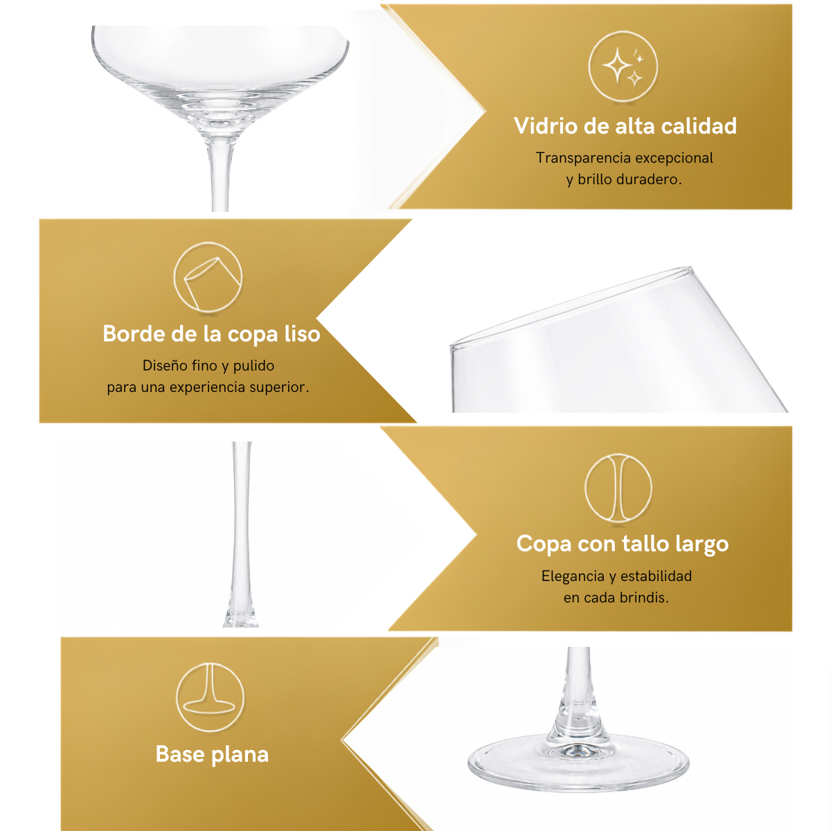 Copa Globo Elegance 440 ml para Cocteles, Drinks, Vino Tinto, Cabernet, Merlot y Malbec 6 pzs