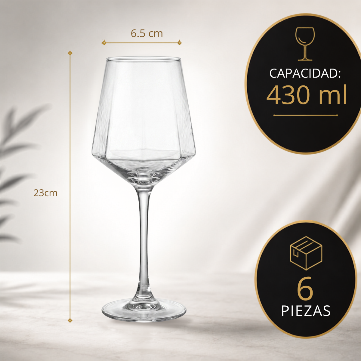 Copa Diamond con Diseño de Rayas 430 ml para Aperol Spritz, Gin Tonic y Cocteles 6 pzs