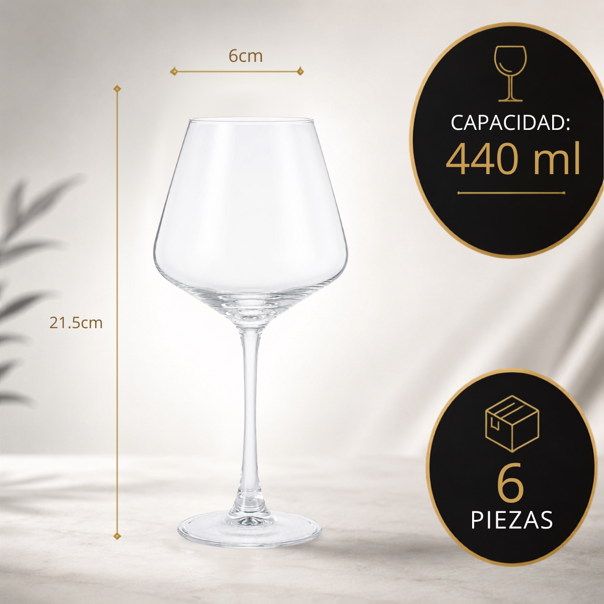 Copa Globo Elegance 440 ml para Cocteles, Drinks, Vino Tinto, Cabernet, Merlot y Malbec 6 pzs