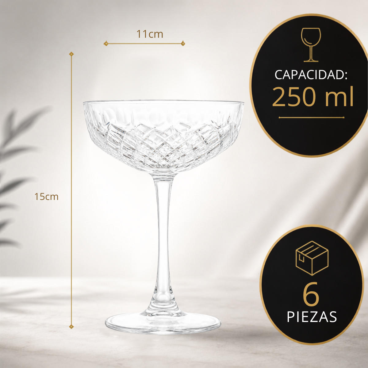 Copa Coupe Time less 250ml 6 pzs chino