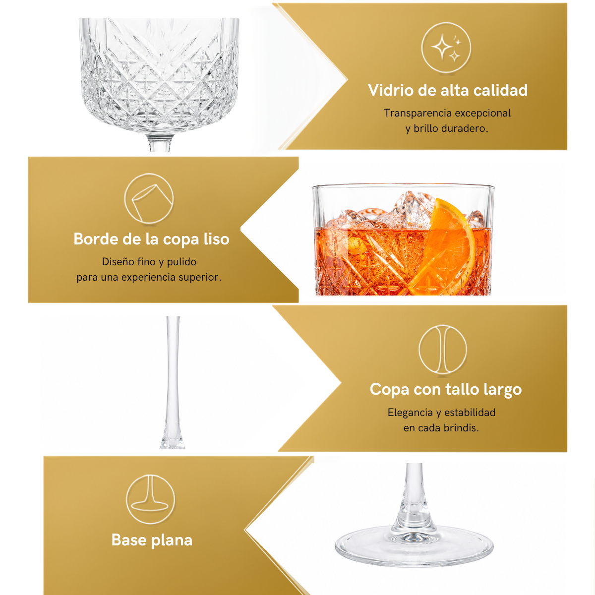 Copa Gin Tonic Timeless 500 ml para Gin Tonic, Aperol Spritz y Cocteles 4 pzs