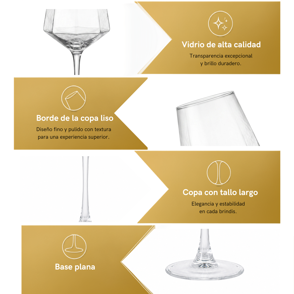 Copa Diamond con Diseño de Rayas 430 ml para Aperol Spritz, Gin Tonic y Cocteles 6 pzs
