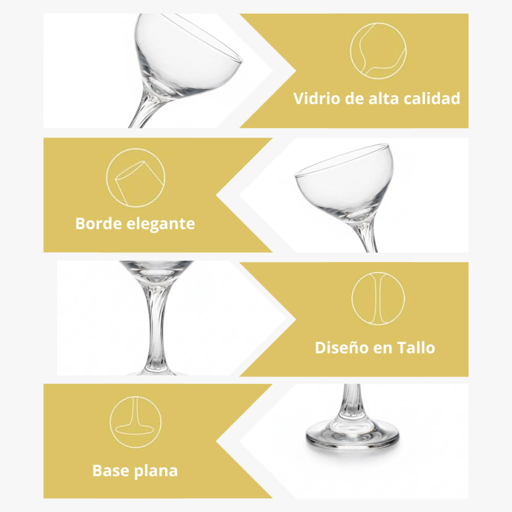 Copa Coupe 250 ML Ideal para bares y restaurantes. cócteles Diseño resistente y elegante. Charming