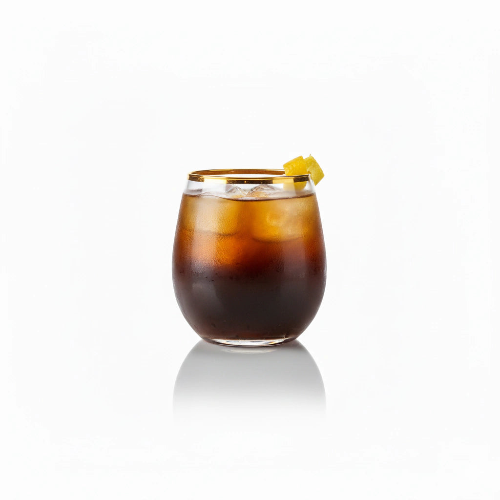 Vaso Fino Oro 350 ml - Agua, Vino y Cócteles Restaurante, Casa, Bodas, Catering, Stem less.