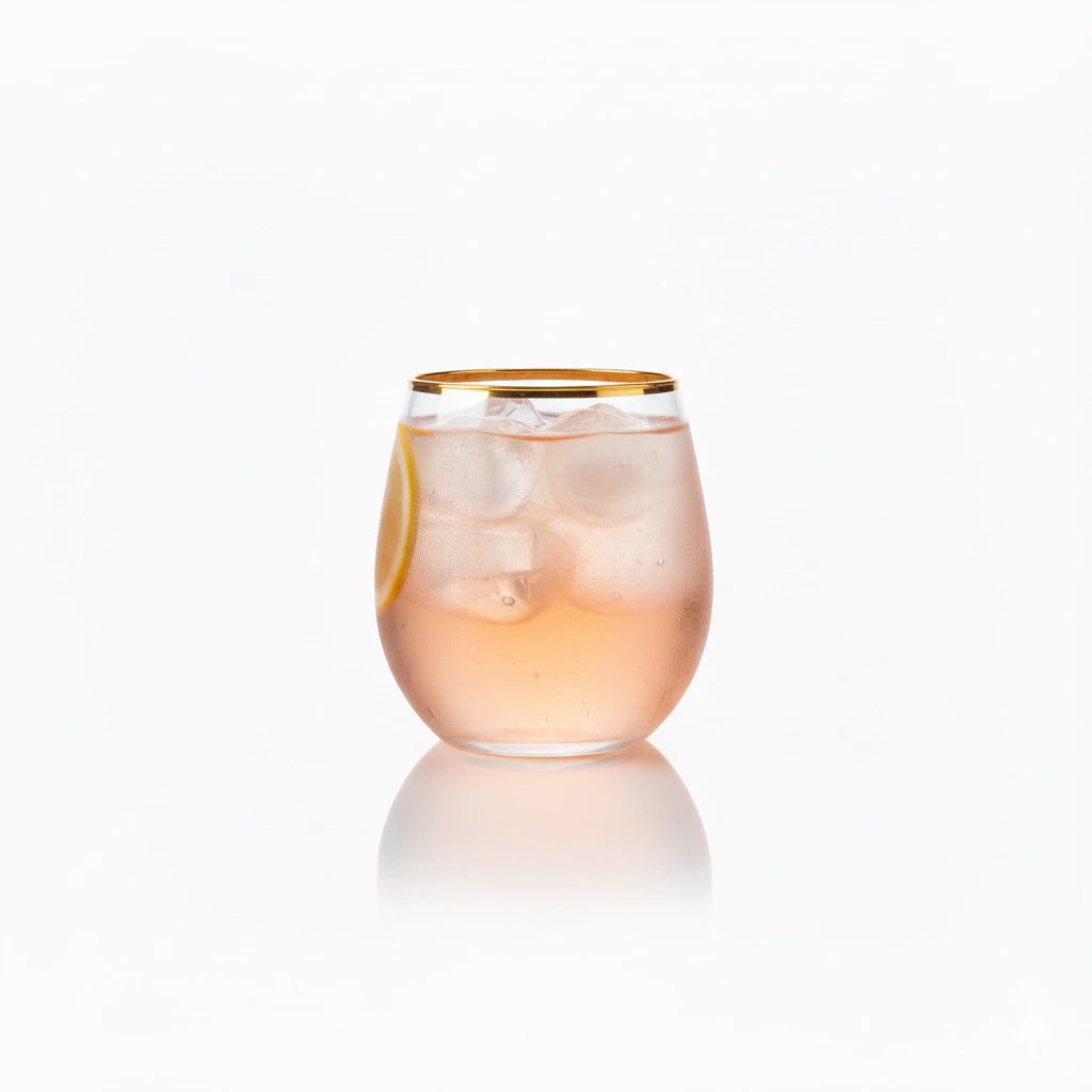 Vaso Fino Oro 350 ml - Agua, Vino y Cócteles Restaurante, Casa, Bodas, Catering, Stem less.
